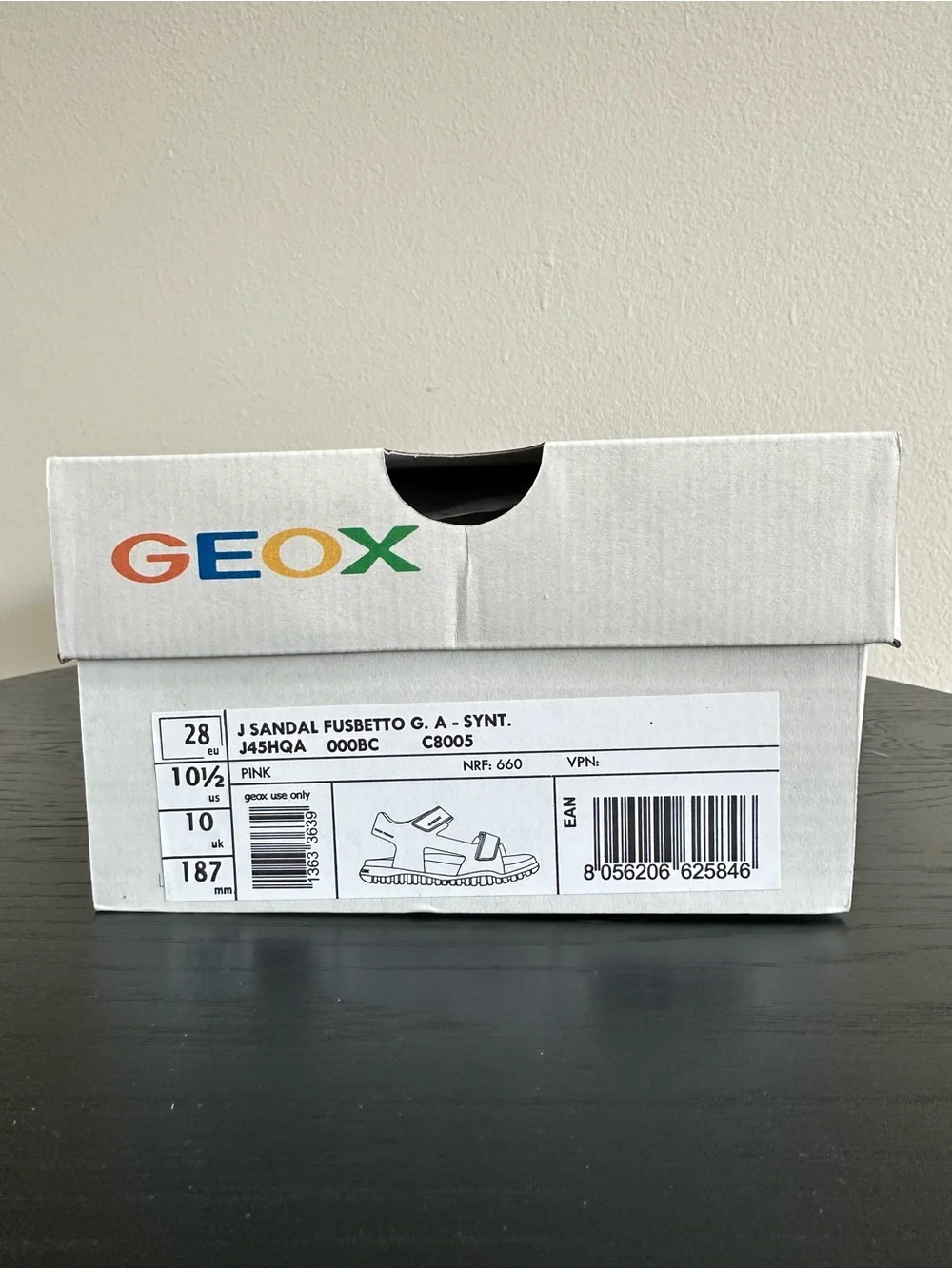 Geox Girls Fusbetto Pink Sandals NWT Size 10.5 EU 28 Lightweight Summer Shoes